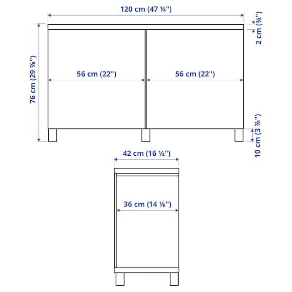 BESTÅ - Storage combination with doors, white/Sutterviken/Kabbarp white, 120x42x76 cm - best price from Maltashopper.com 79387720