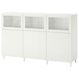 BESTÅ storage combination with doors, white/Sutterviken/Kabbarp white clear glass, 180x42x112 cm