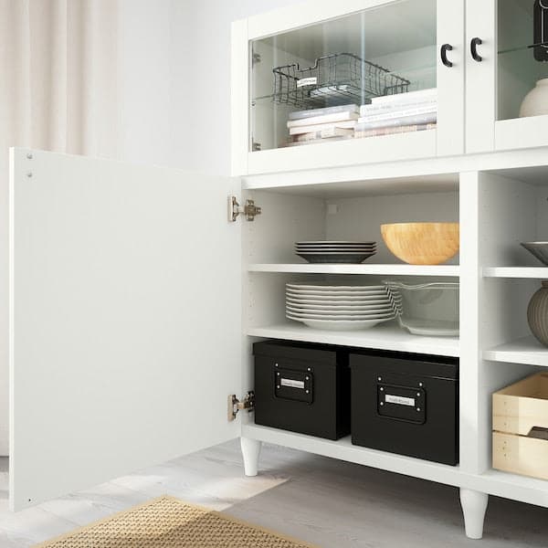 Ikea BESTÅ - Storage combination with doors, white/Sutterviken/Kabbarp white clear glass, 180x42x112 cm