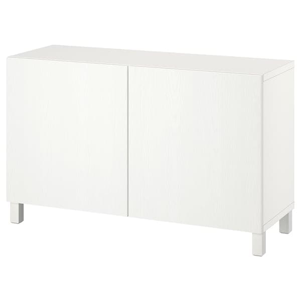 BESTÅ - Storage combination with doors, white/Timmerviken/Stubbarp white, 120x42x74 cm