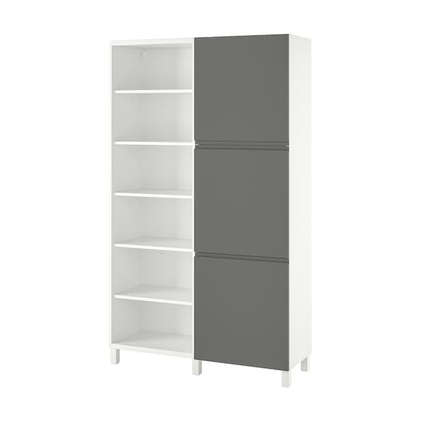Ikea BESTÅ - Storage combination with doors, white/Västerviken dark grey, 120x42x202 cm