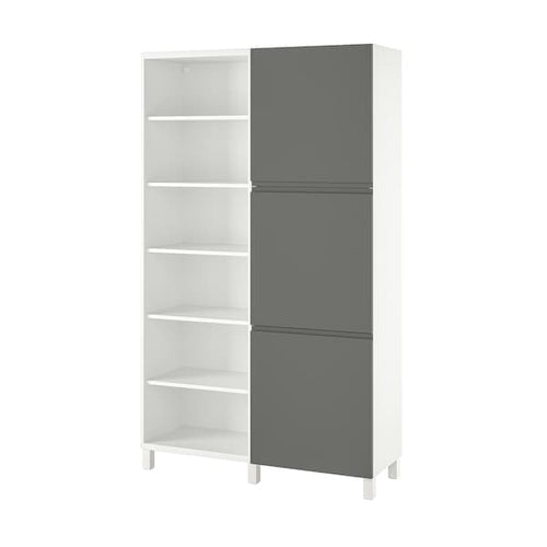 BESTÅ - Storage combination with doors, white/Västerviken dark grey, 120x42x202 cm