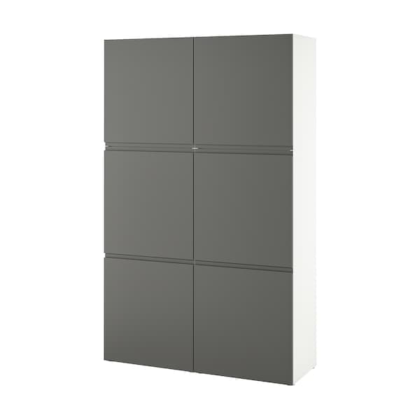 BESTÅ - Storage combination with doors, white/Västerviken dark grey, 120x42x193 cm - best price from Maltashopper.com 89421686