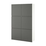 BESTÅ storage combination with doors, white/Västerviken dark grey, 120x42x193 cm