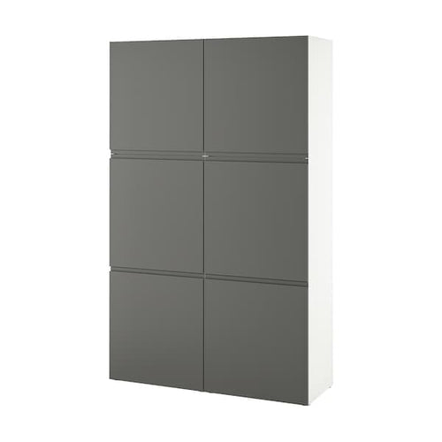 BESTÅ - Storage combination with doors, white/Västerviken dark grey, 120x42x193 cm