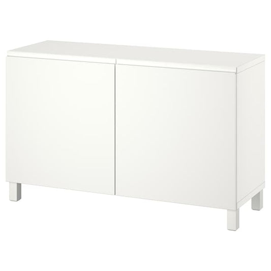 Ikea BESTÅ - Storage combination with doors, white/Västerviken/Stubbarp white, 120x42x74 cm