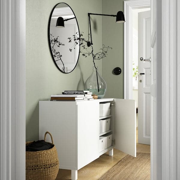 Ikea BESTÅ - Storage combination with doors, white/Västerviken/Stubbarp white, 120x42x74 cm