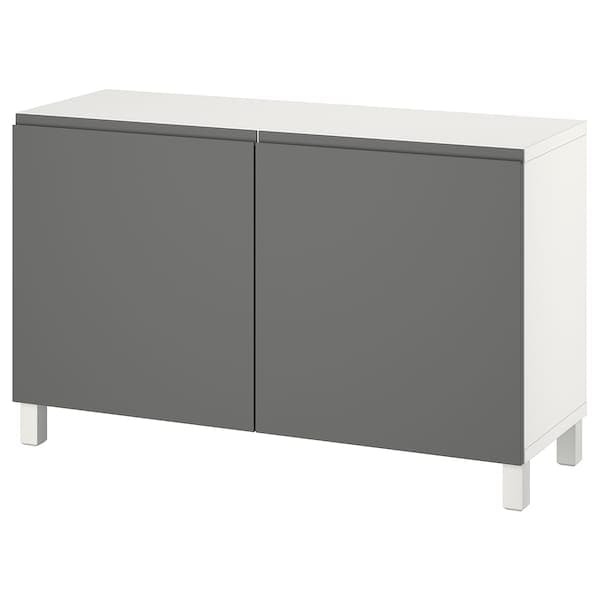 BESTÅ - Storage combination with doors, white/Västerviken/Stubbarp dark grey, 120x42x74 cm