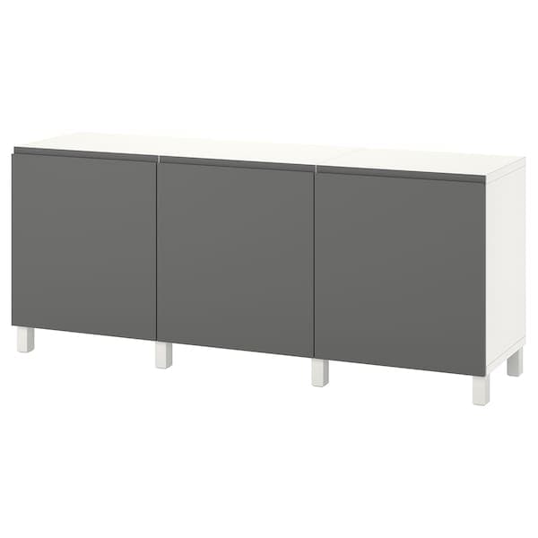 Ikea BESTÅ - Storage combination with doors, white/Västerviken/Stubbarp dark grey, 180x42x74 cm