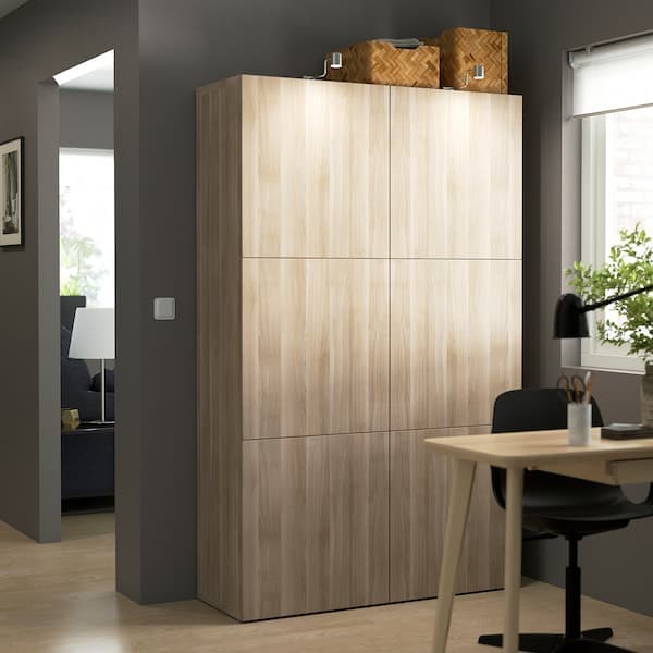 BESTÅ Mobile with doors - Grey biting walnut effect lappviken 120x40x192 cm - Premium Cabinets & Storage from Ikea - Just €474.99! Shop now at Maltashopper.com
