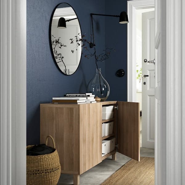 BESTÅ - Cabinet with doors, stained walnut grey/Lappviken/Stubbarp effect, 120x42x74 cm - best price from Maltashopper.com 39209824