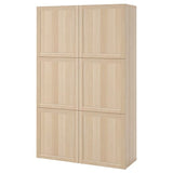 BESTÅ storage combination with doors, white stained oak effect/Hanviken white stained oak effect, 120x42x193 cm