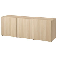 BESTÅ - Storage combination with doors, white stained oak effect/Lappviken white stained oak effect, 180x42x65 cm - best price from Maltashopper.com 19324981