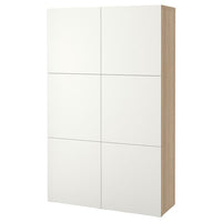 BESTÅ - Storage combination with doors, white stained oak effect/Lappviken white, 120x42x193 cm - best price from Maltashopper.com 69071504