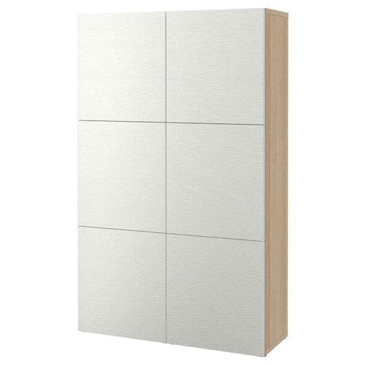 BESTÅ - Storage combination with doors, white stained oak effect/Laxviken white, 120x42x193 cm - best price from Maltashopper.com 59071514