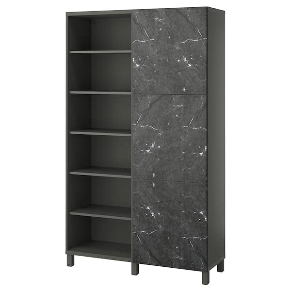 BESTÅ - Storage combination with doors, dark grey/Bergsviken black, 120x42x202 cm - best price from Maltashopper.com 79508152