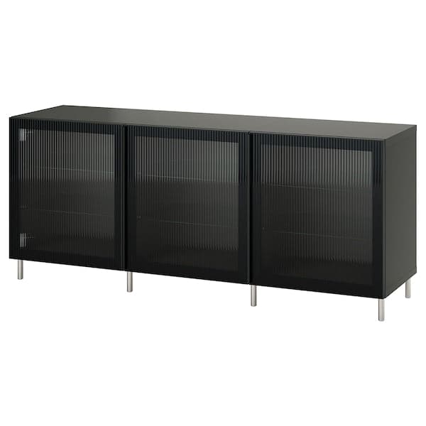 BESTÅ - Storage combination with doors, dark grey/Fällsvik anthracite, 180x42x74 cm - best price from Maltashopper.com 49508078