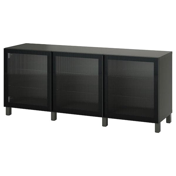 Ikea BESTÅ - Storage combination with doors, dark grey/Fällsvik anthracite, 180x42x74 cm