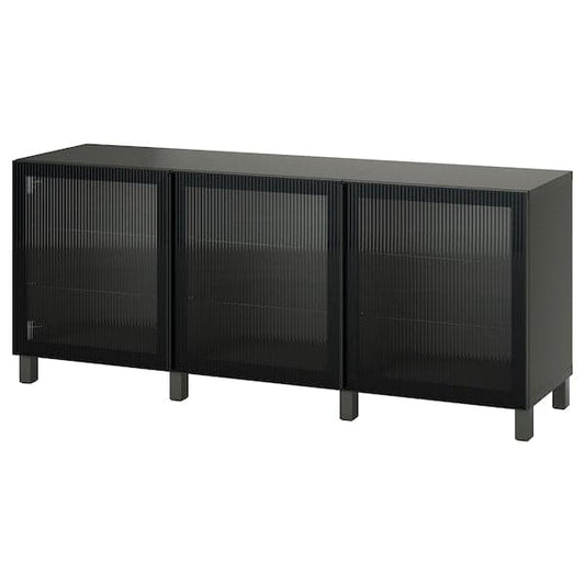 Ikea BESTÅ - Storage combination with doors, dark grey/Fällsvik anthracite, 180x42x74 cm