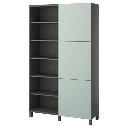 BESTÅ - Storage combination with doors, dark grey/Hjortviken pale grey-green, 120x42x202 cm - best price from Maltashopper.com 59508153