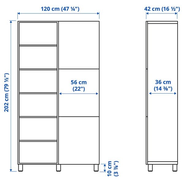Ikea BESTÅ - Cabinet with doors, dark grey/Hjortviken brown, , 120x42x202 cm