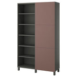 BESTÅ storage combination with doors, dark grey/Hjortviken brown, 120x42x202 cm