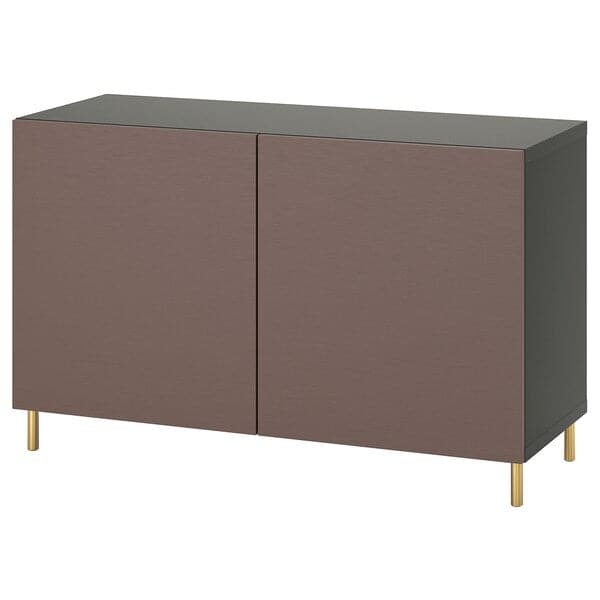 BESTÅ - Cabinet with doors, dark grey/Hjortviken/Ösarp brown, , 120x42x74 cm - best price from Maltashopper.com 79508034