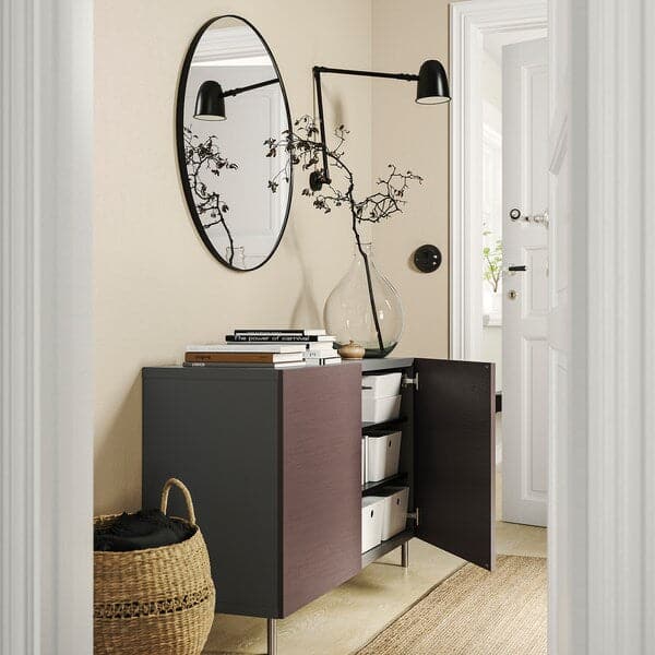 Ikea BESTÅ - Cabinet with doors, dark grey/Hjortviken/Ösarp brown, , 120x42x74 cm