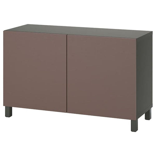 BESTÅ storage combination with doors, dark grey/Hjortviken/Stubbarp brown, 120x42x74 cm