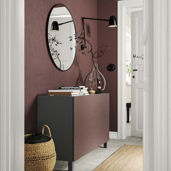 BESTÅ - Cabinet with doors, dark grey/Hjortviken/Stubbarp brown, , 120x42x74 cm - best price from Maltashopper.com 89508000