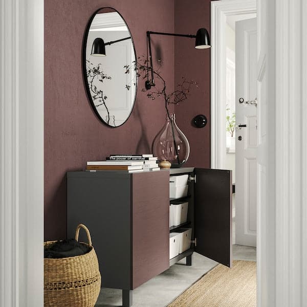 BESTÅ - Cabinet with doors, dark grey/Hjortviken/Stubbarp brown, , 120x42x74 cm - best price from Maltashopper.com 89508000