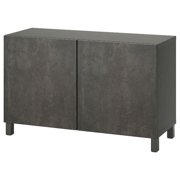 BESTÅ - Storage combination with doors, dark grey Kallviken/dark grey concrete effect, 120x42x74 cm - best price from Maltashopper.com 89508038