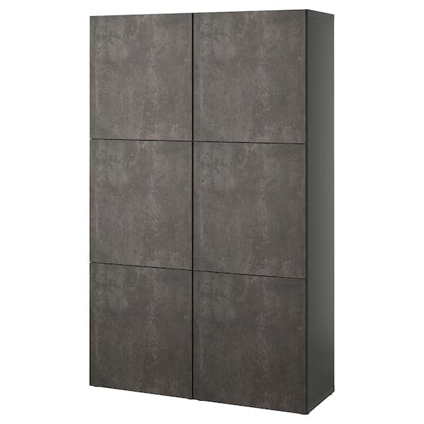 BESTÅ - Storage combination with doors, dark grey/Kallviken dark grey, 120x42x193 cm - best price from Maltashopper.com 49508139
