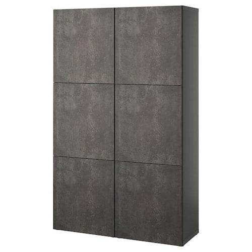 BESTÅ - Storage combination with doors, dark grey/Kallviken dark grey, 120x42x193 cm