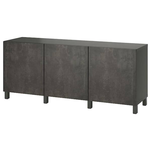 BESTÅ - Storage combination with doors, dark grey/Kallviken/Stubbarp dark grey, 180x42x74 cm