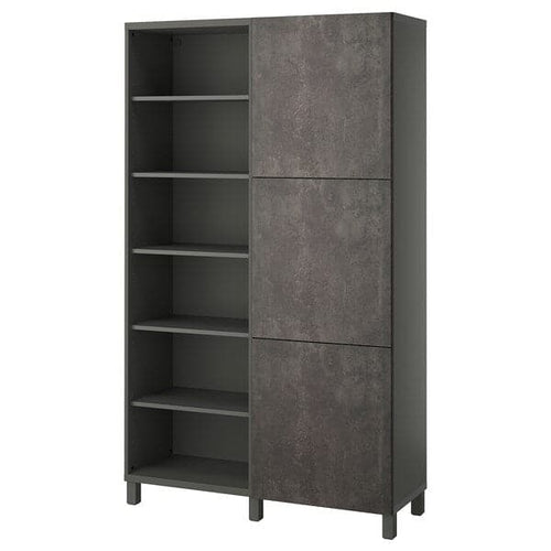 BESTÅ - Storage combination with doors, dark grey/Kallviken/Stubbarp dark grey, 120x42x202 cm