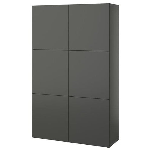 BESTÅ - Storage combination with doors, dark grey/Lappviken dark grey, 120x42x193 cm