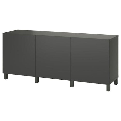 BESTÅ - Storage combination with doors, dark grey/Lappviken/Stubbarp dark grey, 180x42x74 cm