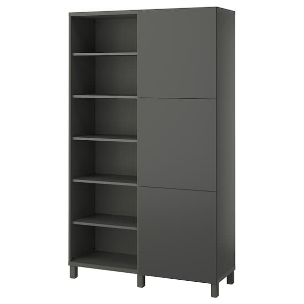 BESTÅ - Storage combination with doors, dark grey/Lappviken/Stubbarp dark grey, 120x42x202 cm - best price from Maltashopper.com 99508146