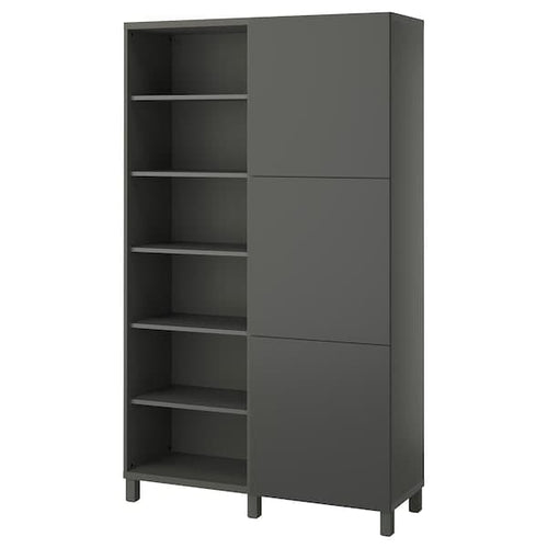 BESTÅ - Storage combination with doors, dark grey/Lappviken/Stubbarp dark grey, 120x42x202 cm