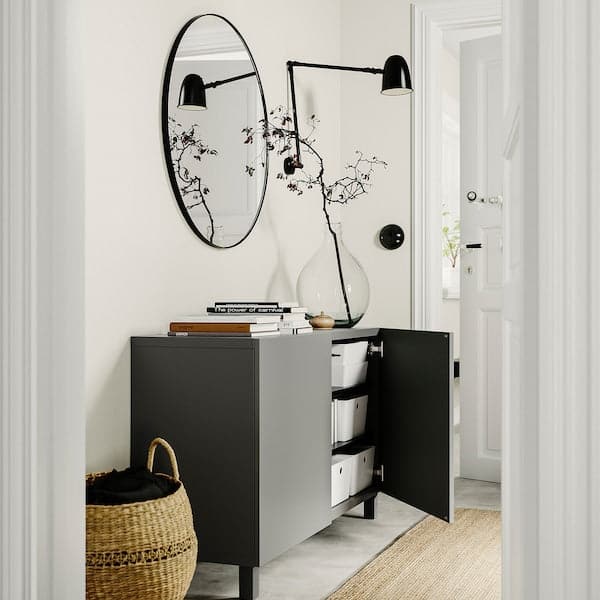 Ikea BESTÅ - Storage combination with doors, dark grey/Lappviken/Stubbarp dark grey, 120x42x74 cm