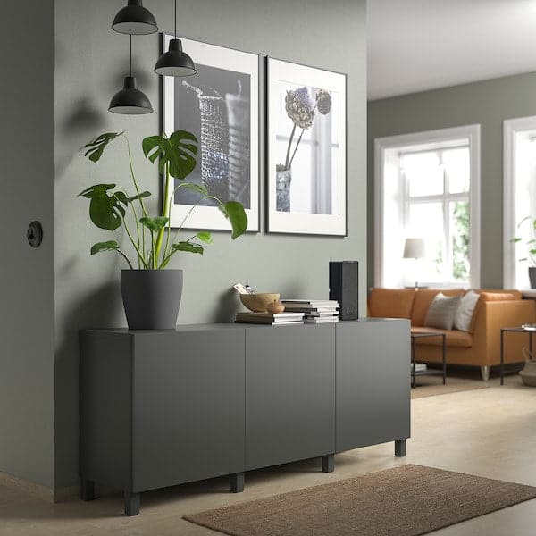 Ikea BESTÅ - Storage combination with doors, dark grey/Lappviken/Stubbarp dark grey, 180x42x74 cm