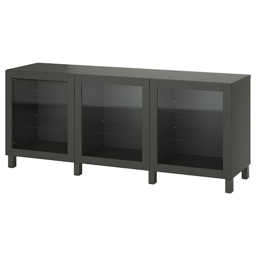 BESTÅ - Storage combination with doors, dark grey/Sindvik/Stubbarp dark grey, 180x42x74 cm
