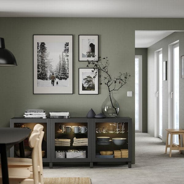 BESTÅ - Storage combination with doors, dark grey/Sindvik/Stubbarp dark grey, 180x42x74 cm - best price from Maltashopper.com 89508076