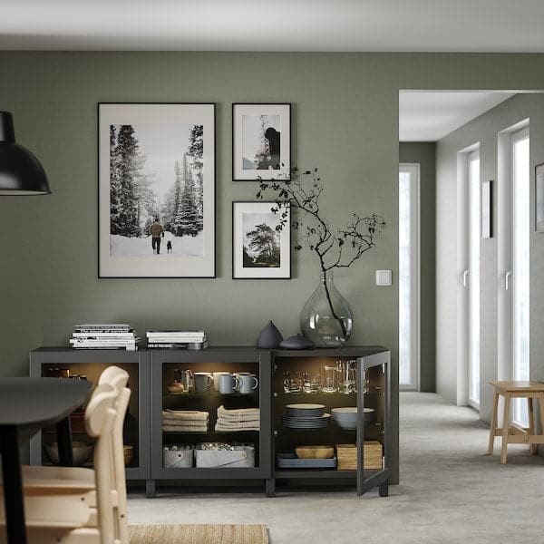 Ikea BESTÅ - Storage combination with doors, dark grey/Sindvik/Stubbarp dark grey, 180x42x74 cm