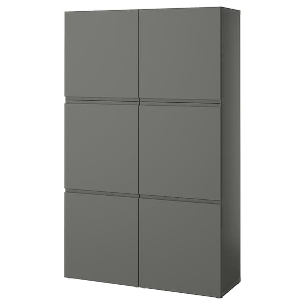 BESTÅ - Storage combination with doors, dark grey/Västerviken dark grey, 120x42x193 cm