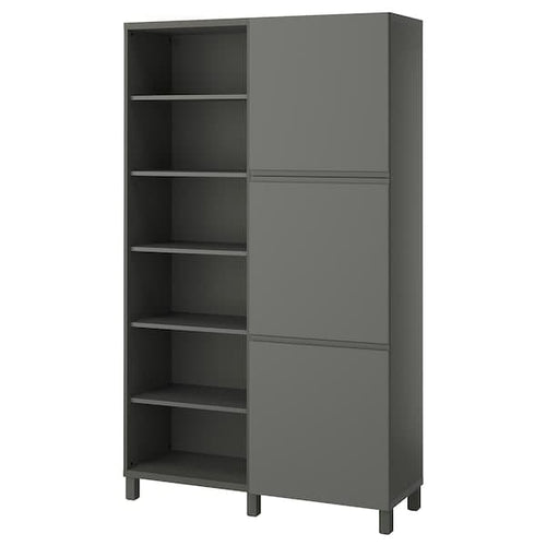 BESTÅ - Storage combination with doors, dark grey/Västerviken dark grey, 120x42x202 cm