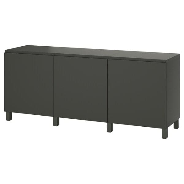 BESTÅ - Storage combination with doors, dark grey/Västerviken/Stubbarp dark grey, 180x42x74 cm