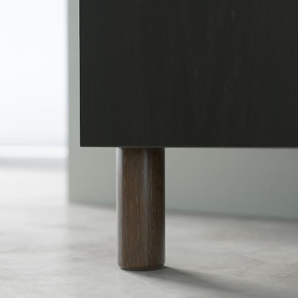 Ikea BESTÅ - Storage combination with doors, black-brown Björköviken/Mejarp/brown stained oak veneer, 120x42x74 cm
