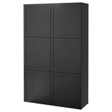 BESTÅ storage combination with doors, black-brown/Hanviken black-brown, 120x42x193 cm